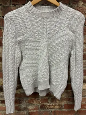 Kinross Cashmere Grey Cable Knit Sweater - Size Medium