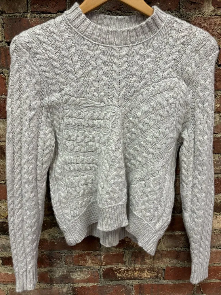 Kinross Cashmere Grey Cable Knit Sweater - Size Medium