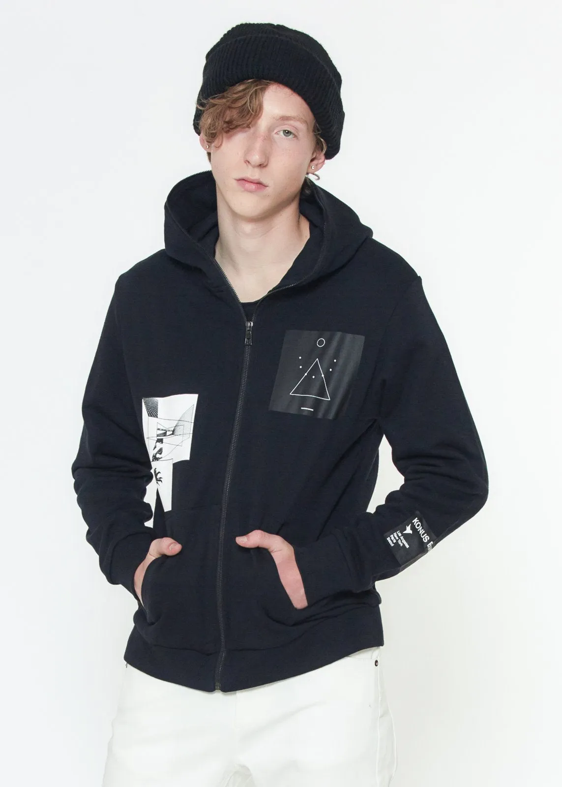Konus Men's Hoodie w/ Digital Print in Black
