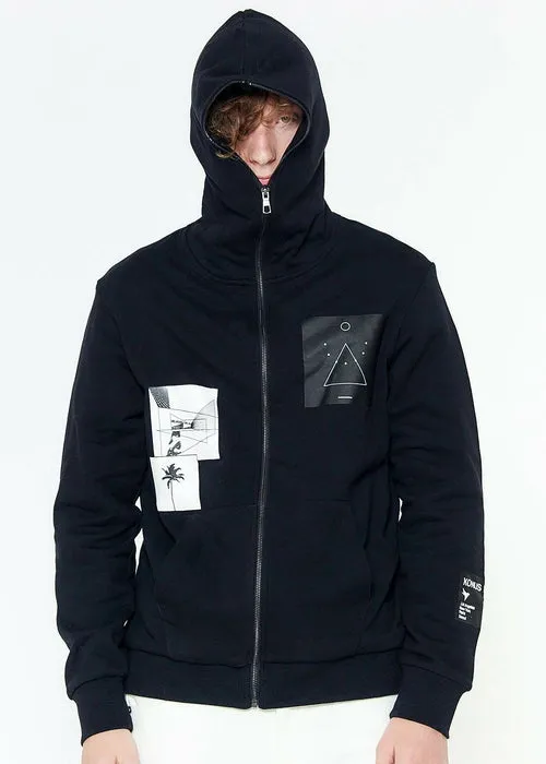 Konus Men's Hoodie w/ Digital Print in Black