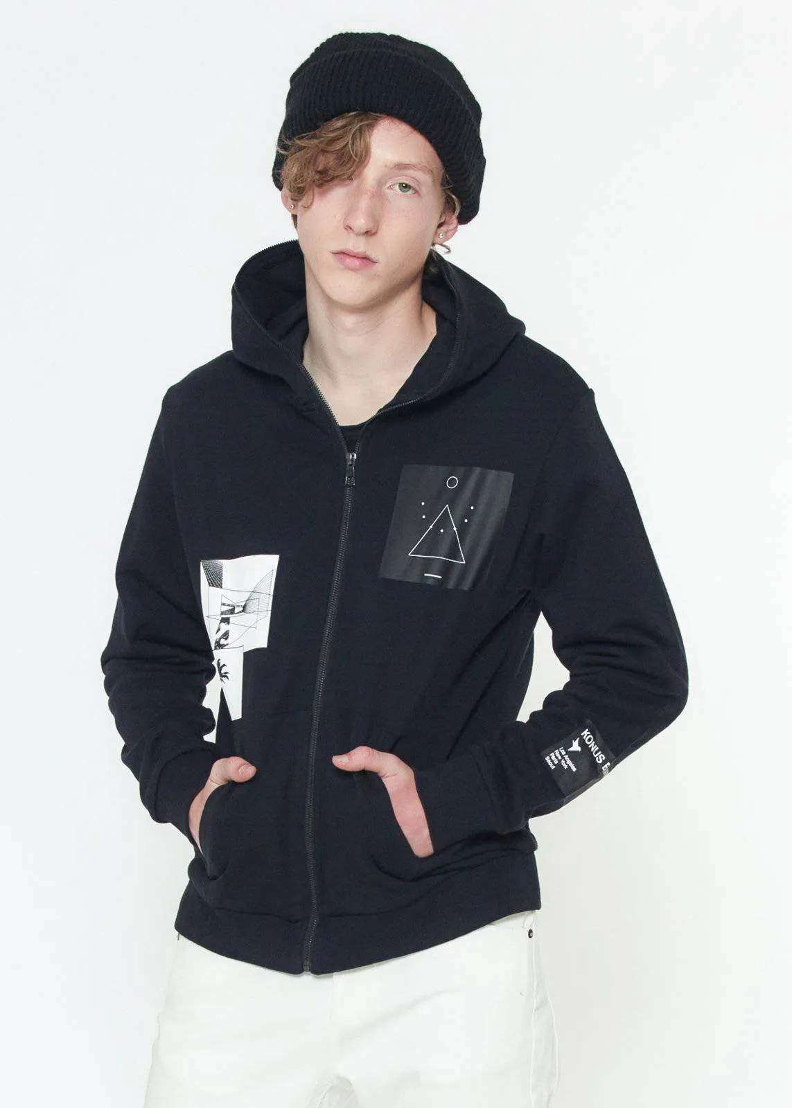 Konus Men's Hoodie w/ Digital Print in Black