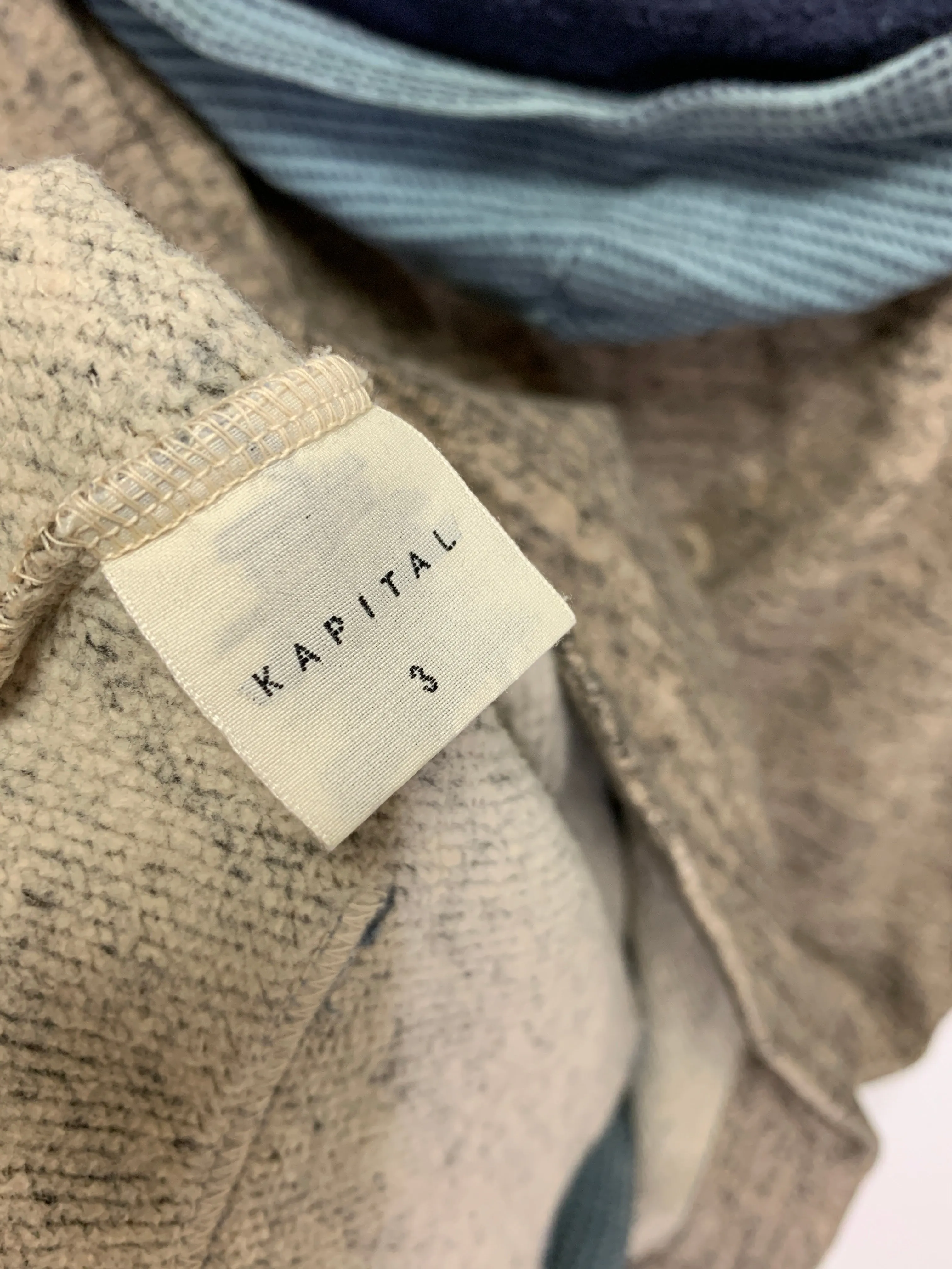 [L] Kapital Sashiko Hooded Shawl Neck Cardigan Sweatshirt