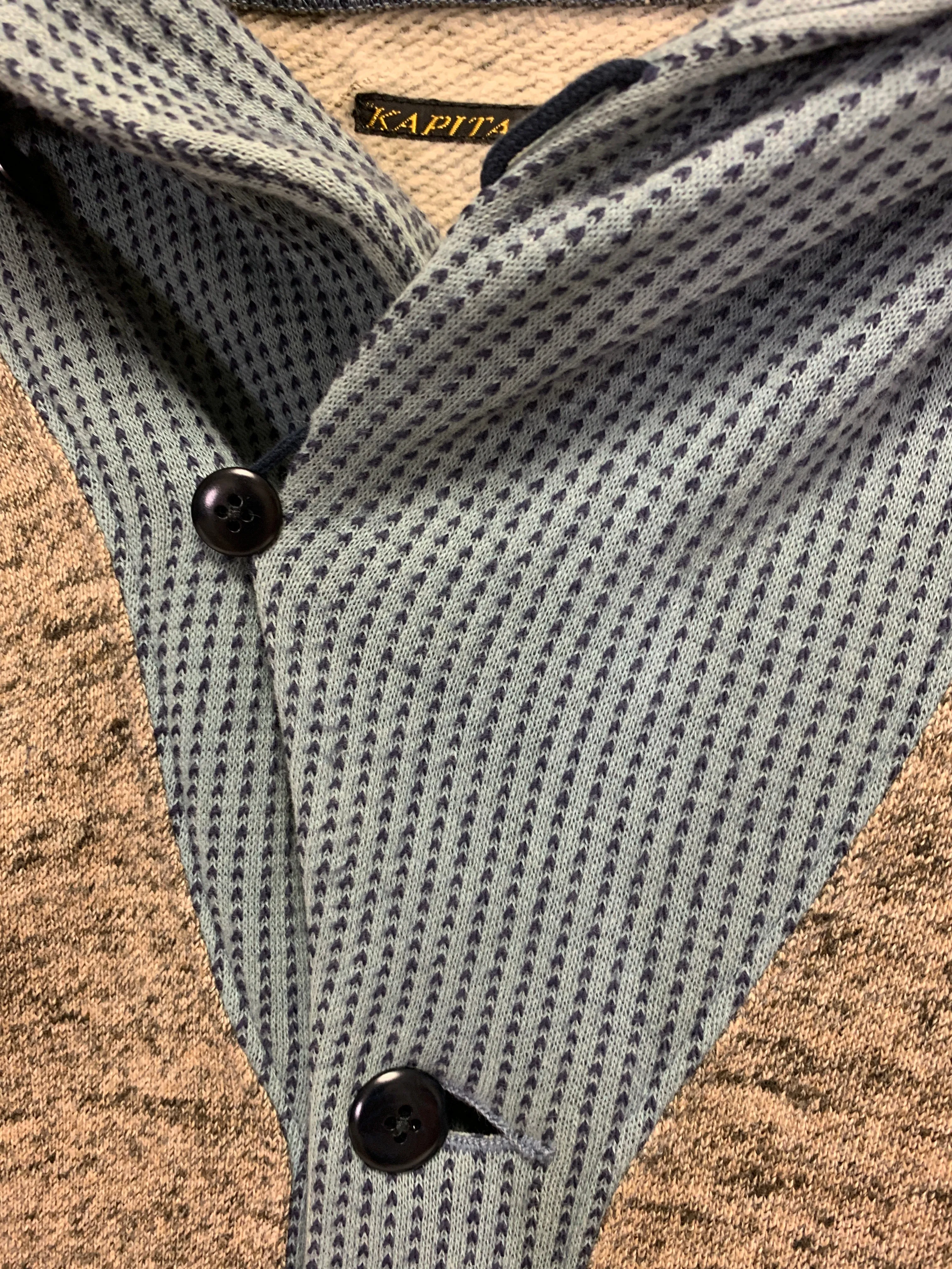 [L] Kapital Sashiko Hooded Shawl Neck Cardigan Sweatshirt