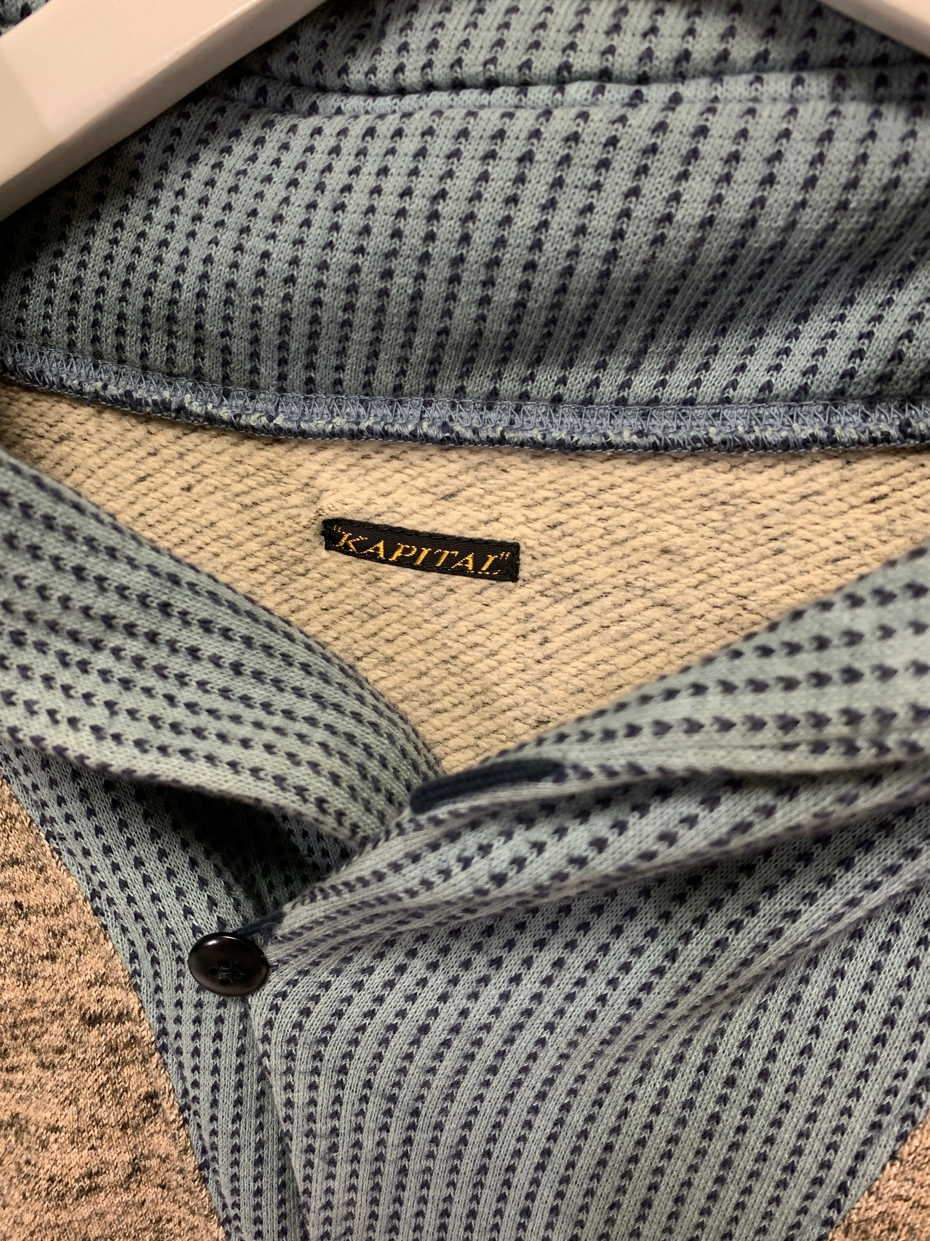 [L] Kapital Sashiko Hooded Shawl Neck Cardigan Sweatshirt