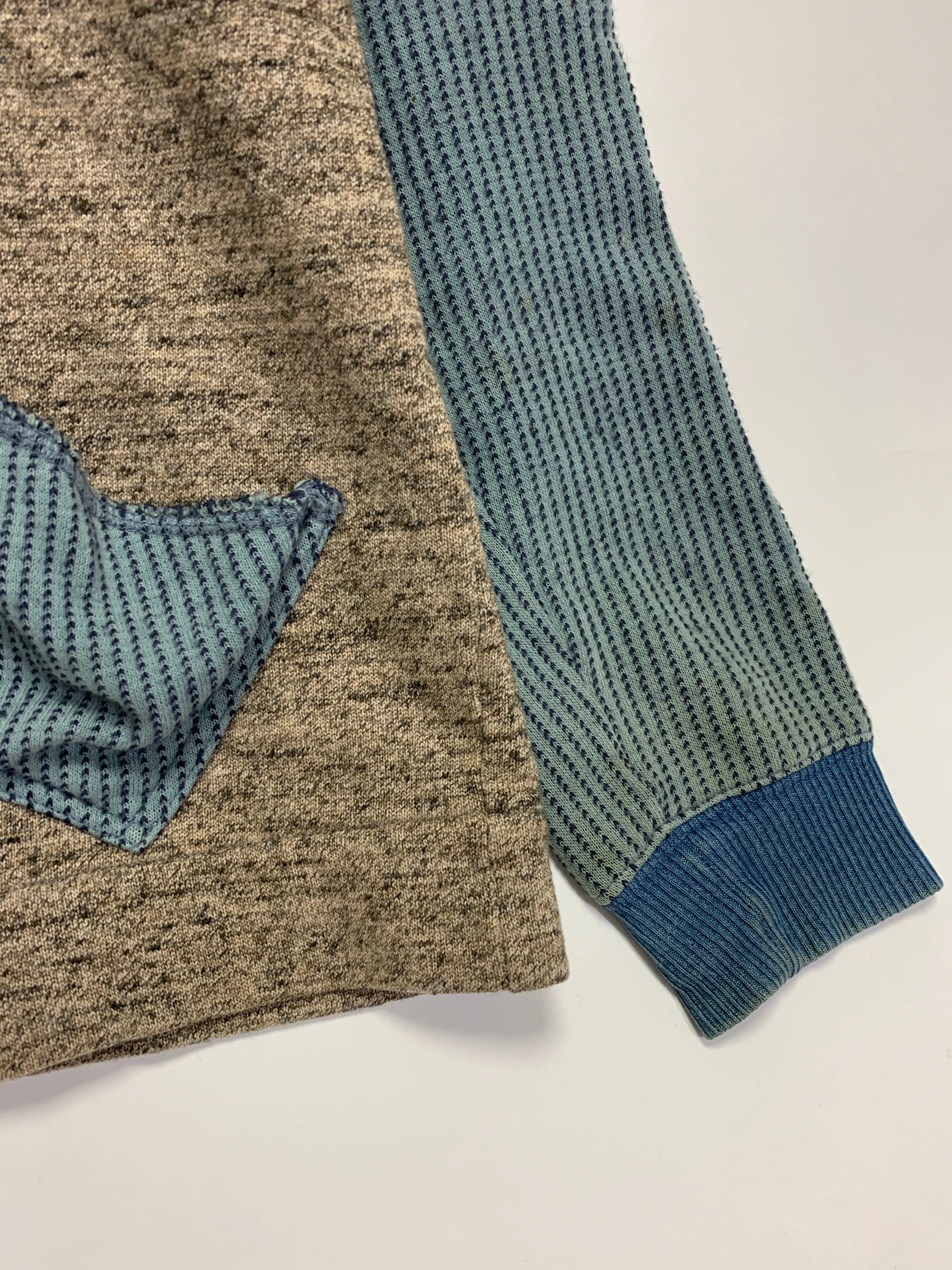 [L] Kapital Sashiko Hooded Shawl Neck Cardigan Sweatshirt