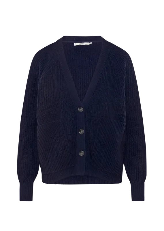 LARA Cashmere/Wool Cardigan in Navy