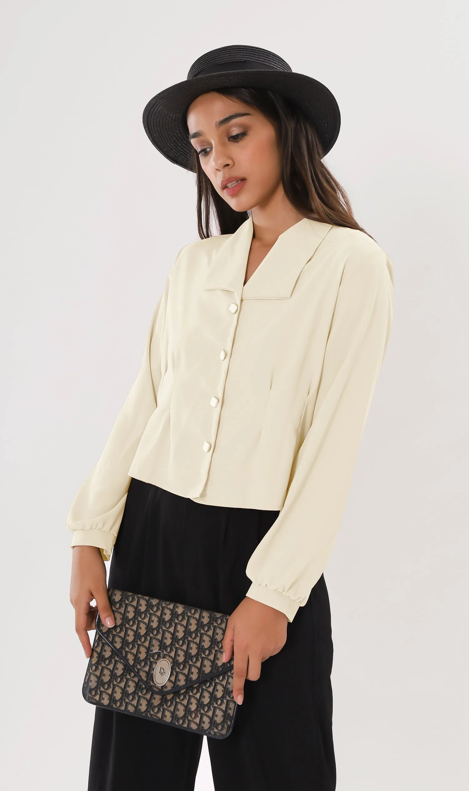 LARISA Button-Down Top (Cream)
