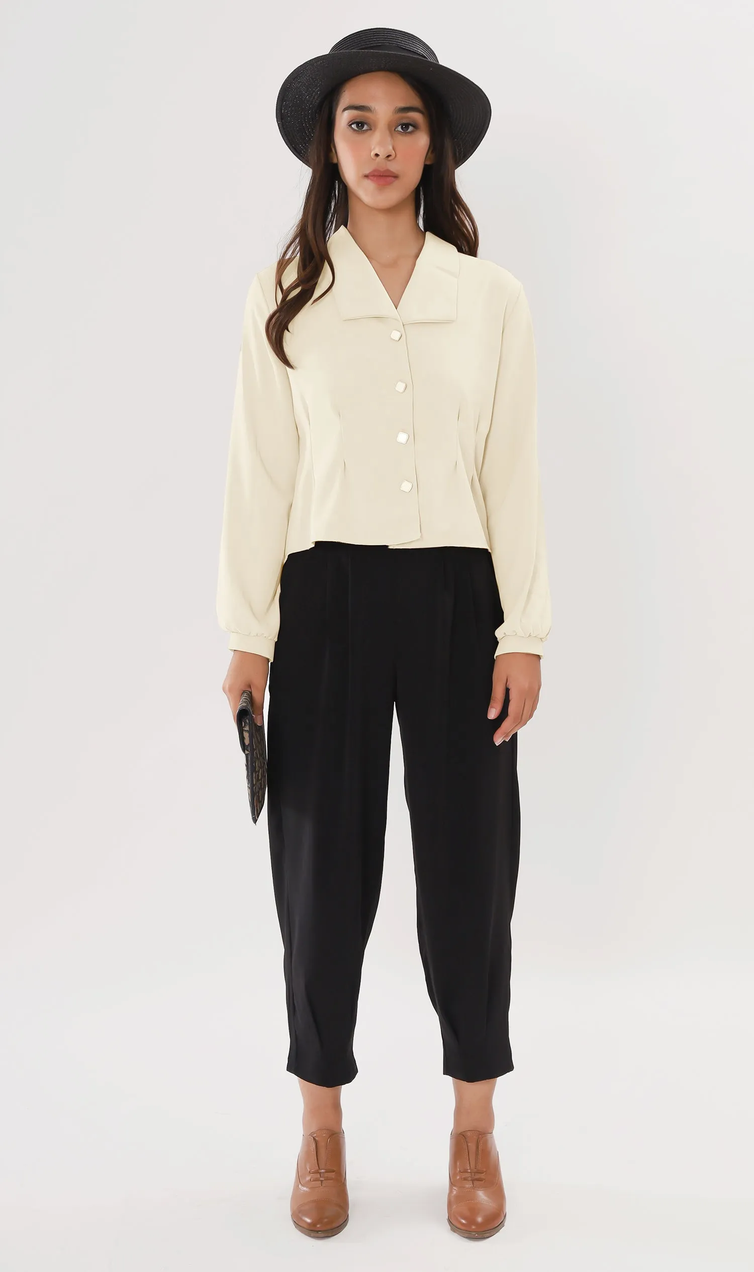 LARISA Button-Down Top (Cream)