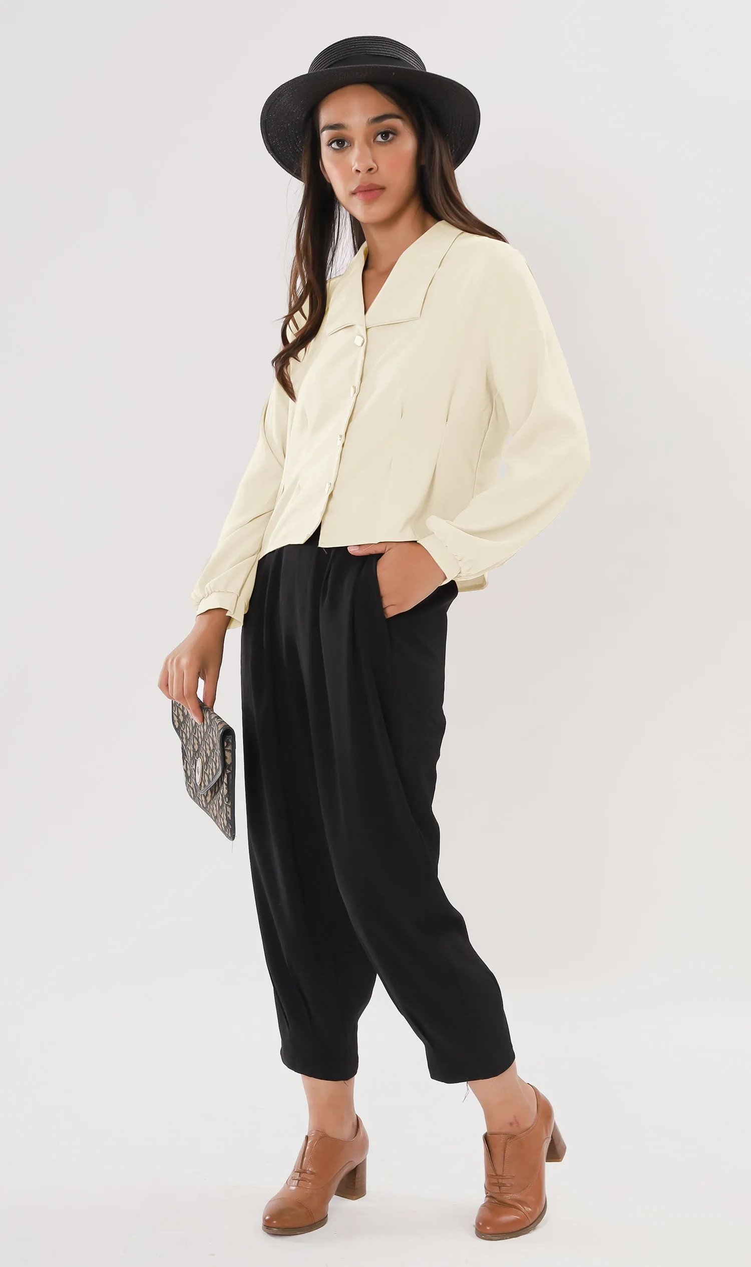LARISA Button-Down Top (Cream)