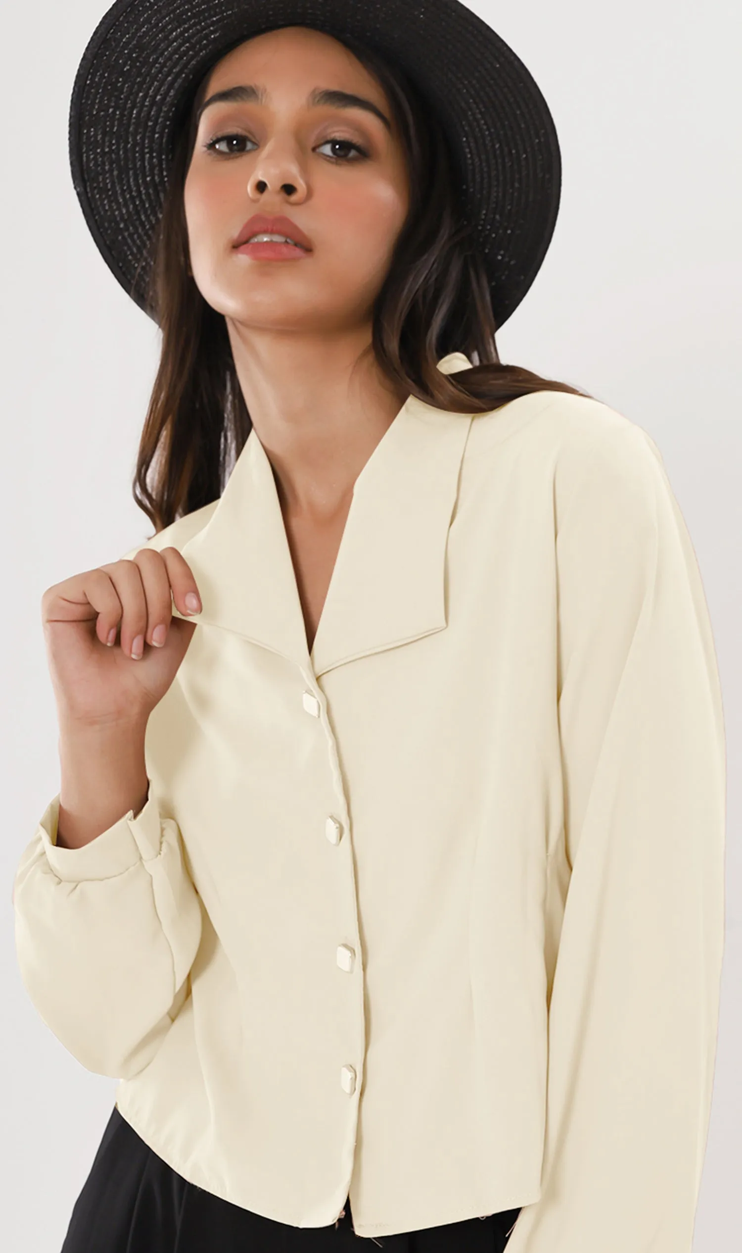 LARISA Button-Down Top (Cream)