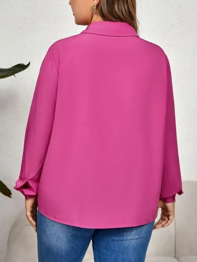 Laser Luxe Long Sleeve Button-Down Blouse
