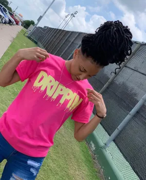 Lemon Sugar Glitter Drippin | Pink Tee