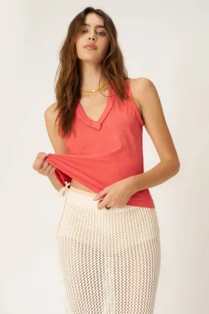 Let Me Know Slub VNeck Tank by Project Social T | Sunset Coral