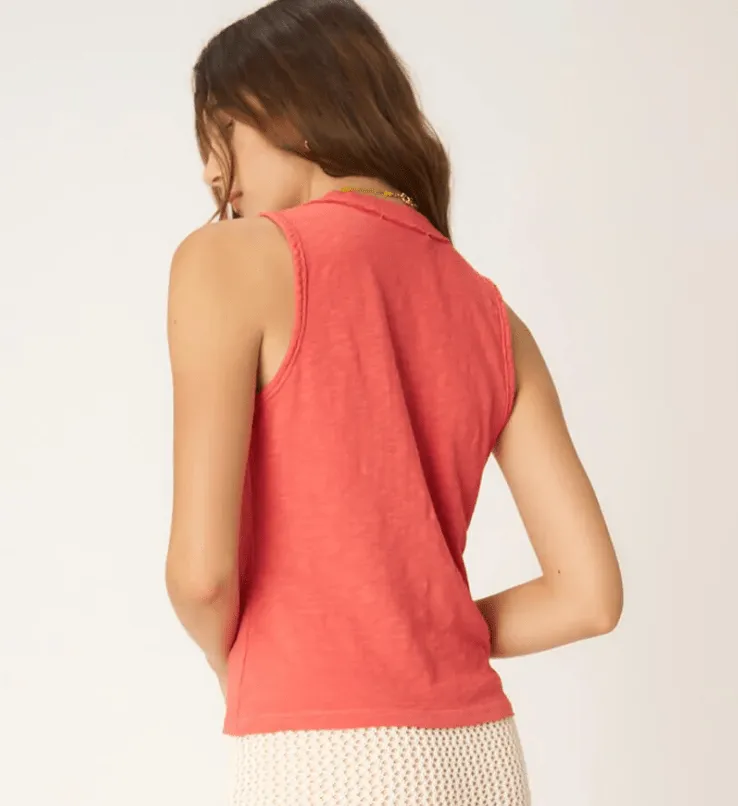 Let Me Know Slub VNeck Tank by Project Social T | Sunset Coral