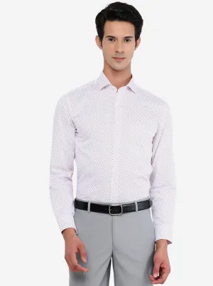 Light Pink Printed Regular Fit Formal Shirt | JadeBlue