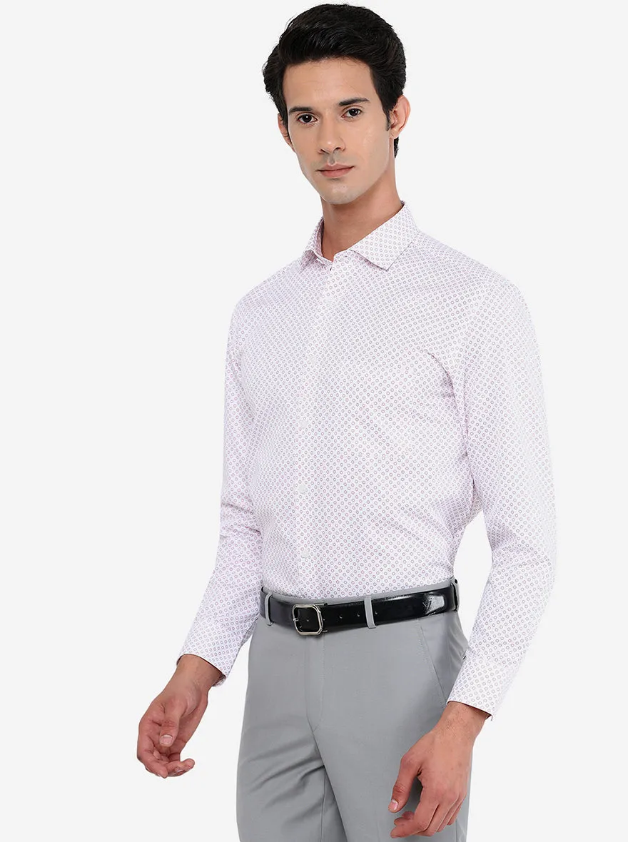 Light Pink Printed Regular Fit Formal Shirt | JadeBlue