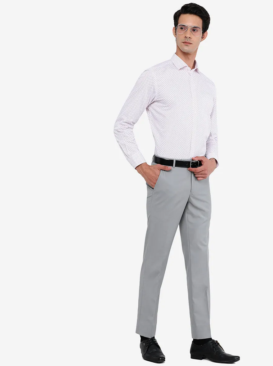 Light Pink Printed Regular Fit Formal Shirt | JadeBlue