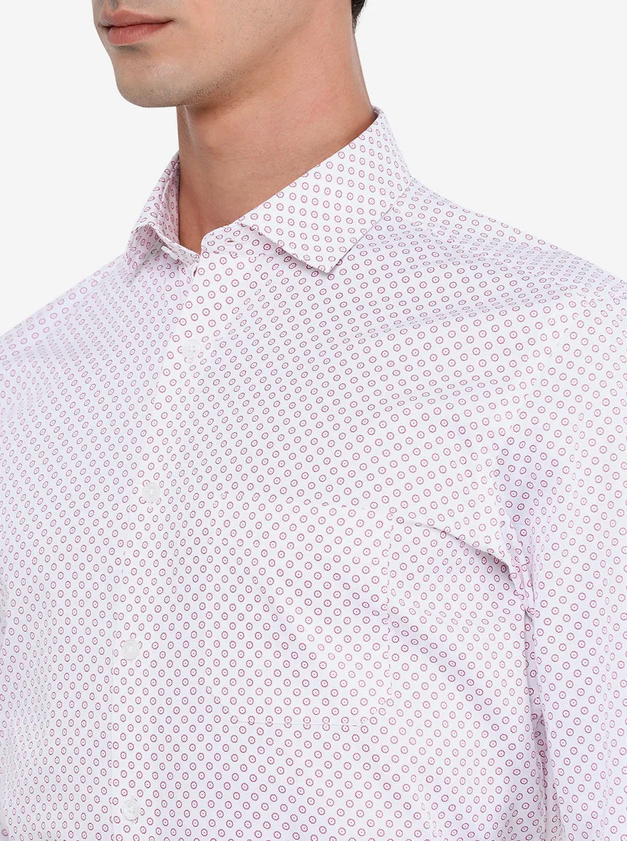 Light Pink Printed Regular Fit Formal Shirt | JadeBlue