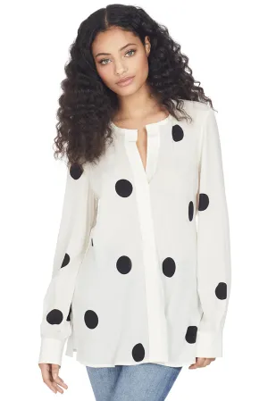 Long Sleeve Button Down Blouse (Cream Multi)
