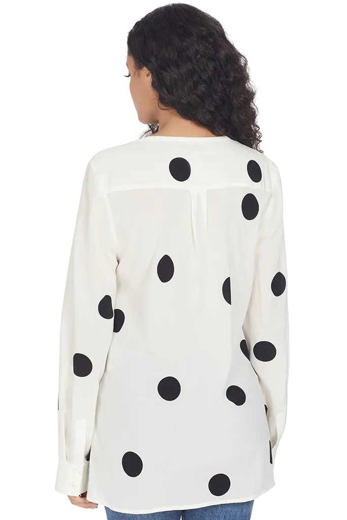 Long Sleeve Button Down Blouse (Cream Multi)