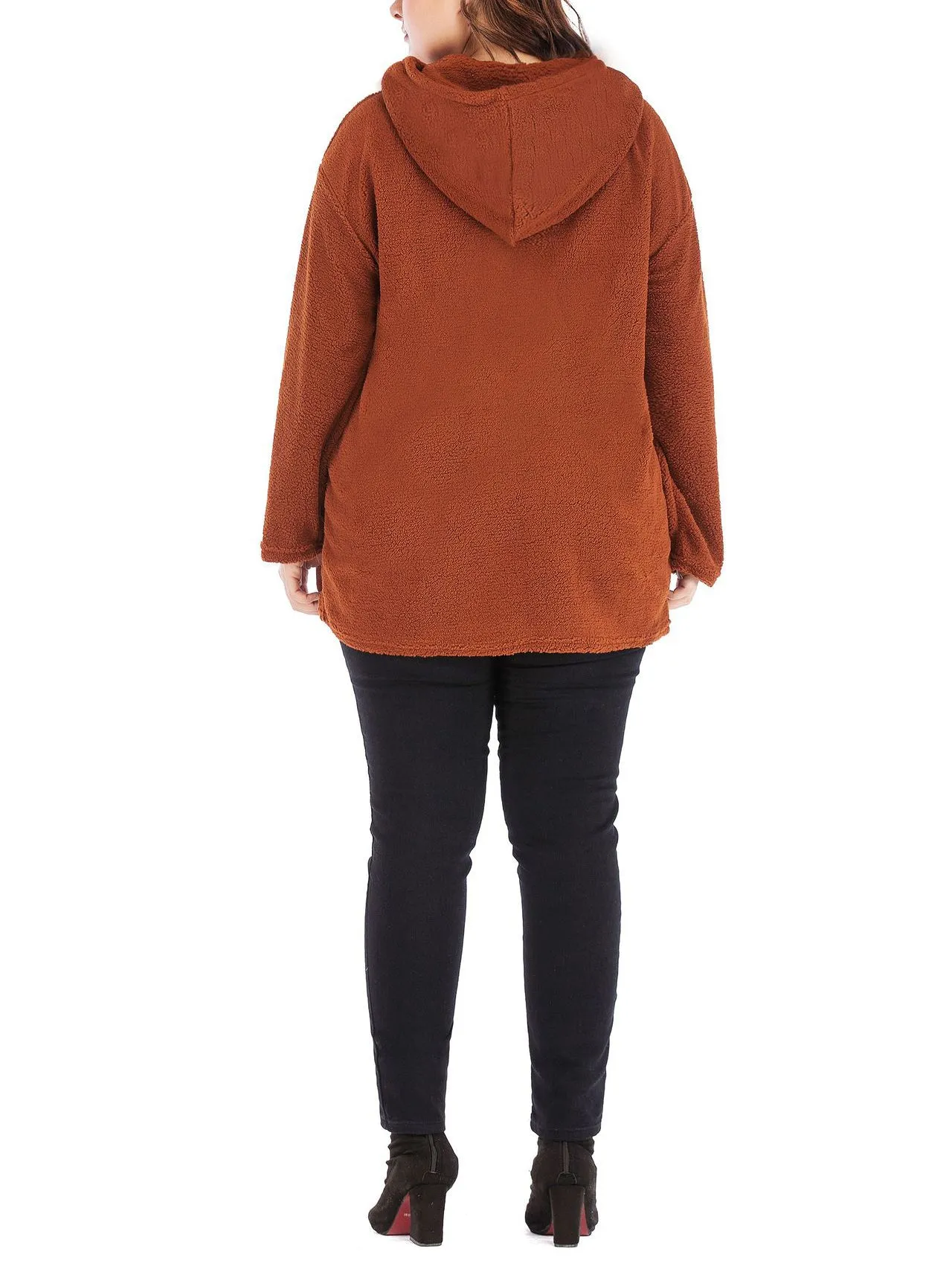 Long-sleeved Hooded Lamb Hair Large Size Sweater