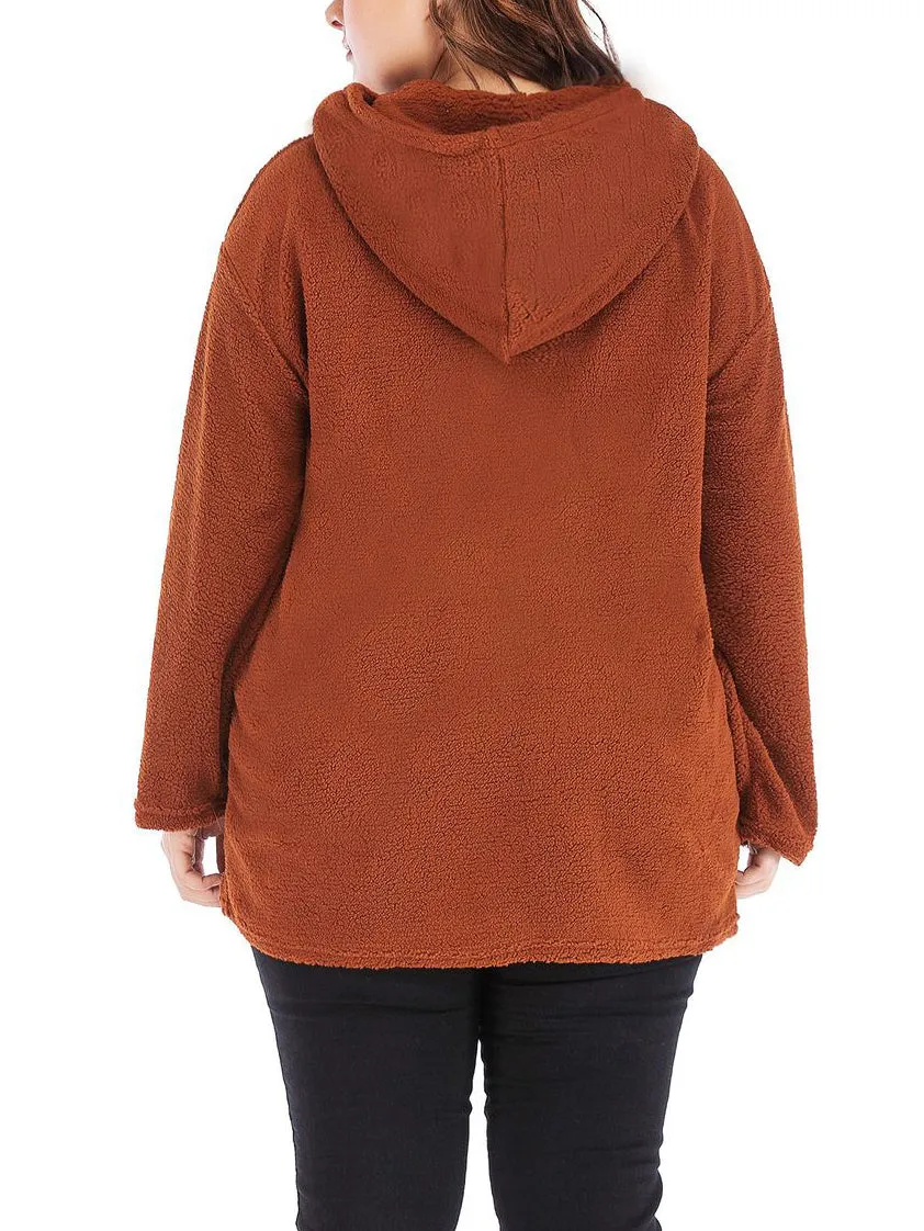 Long-sleeved Hooded Lamb Hair Large Size Sweater