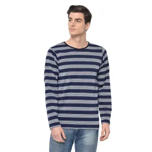 Mack Jonney Full Sleeve Navy Blue T-shirt For Men's