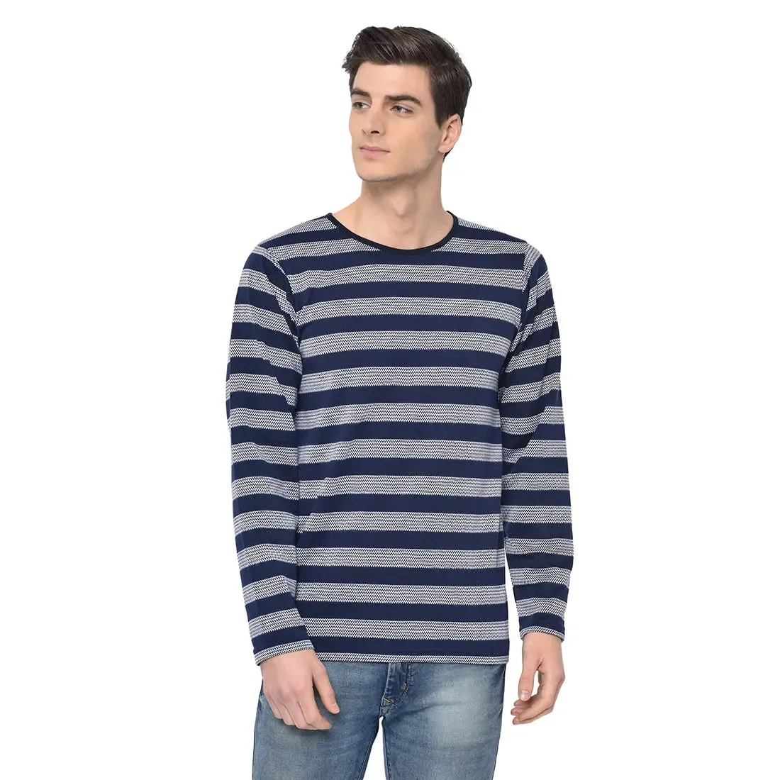 Mack Jonney Full Sleeve Navy Blue T-shirt For Men's