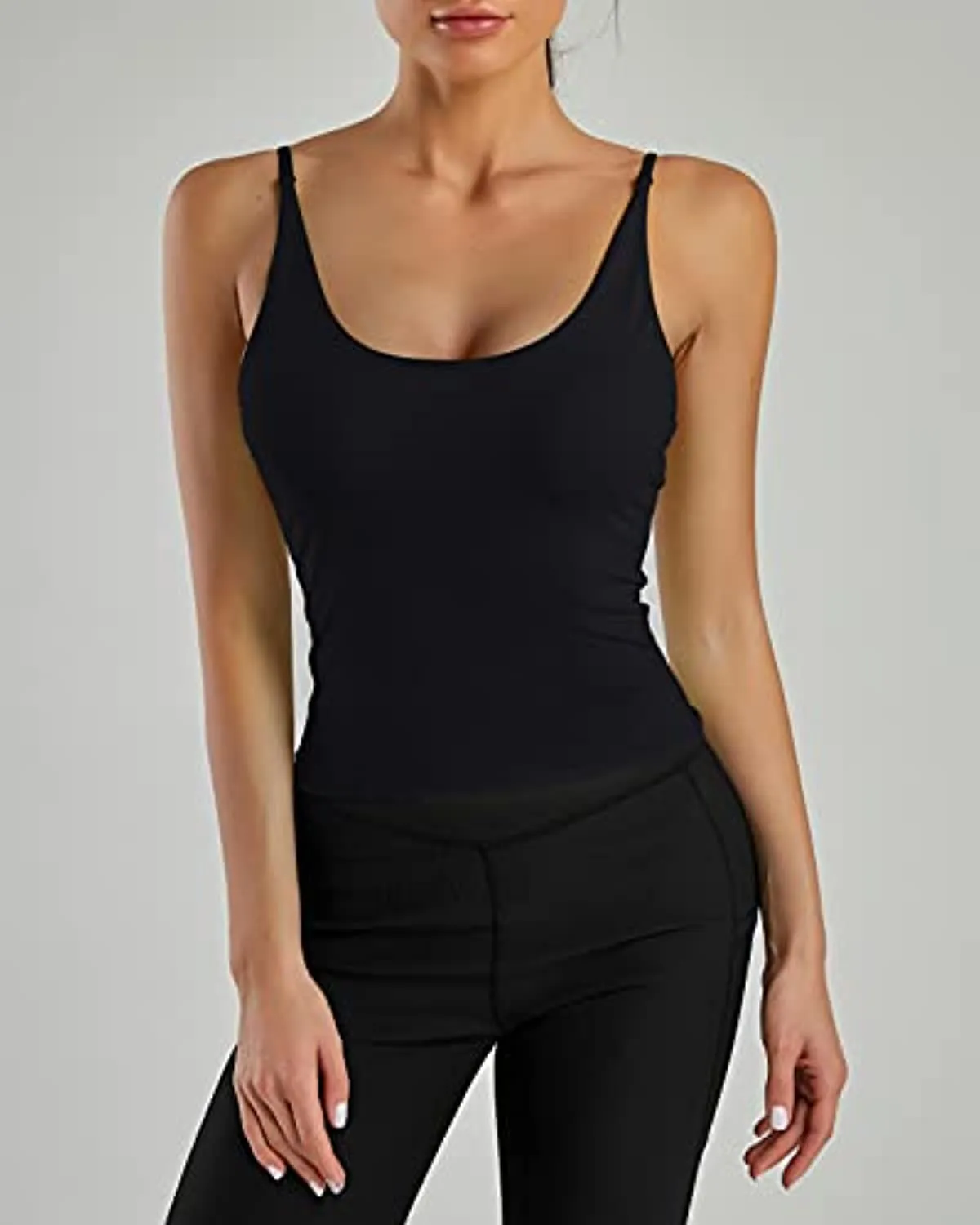 Mafulus Women's Scoop Neck Padded Sports Bra Casual Fitness Workout Running Shirts Yoga Tank Top