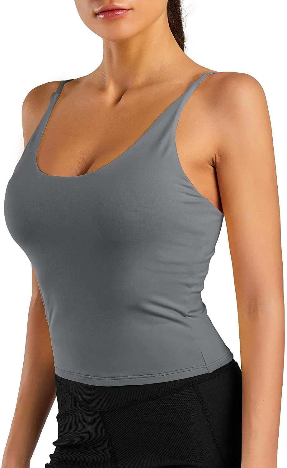 Mafulus Women's Scoop Neck Padded Sports Bra Casual Fitness Workout Running Shirts Yoga Tank Top