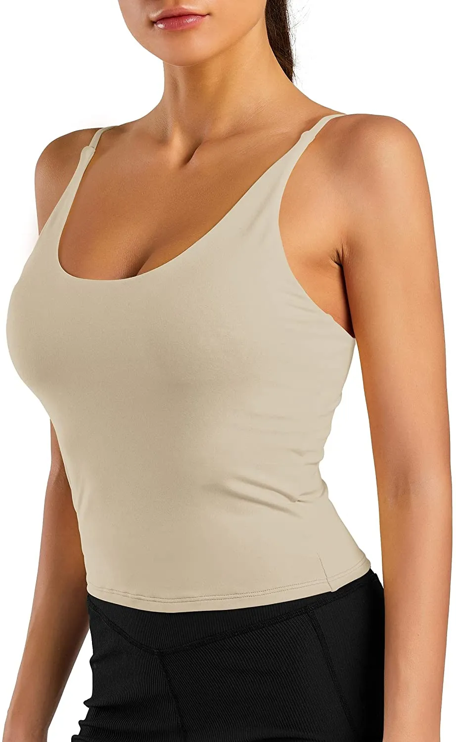 Mafulus Women's Scoop Neck Padded Sports Bra Casual Fitness Workout Running Shirts Yoga Tank Top