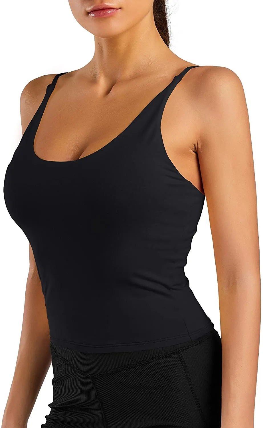 Mafulus Women's Scoop Neck Padded Sports Bra Casual Fitness Workout Running Shirts Yoga Tank Top