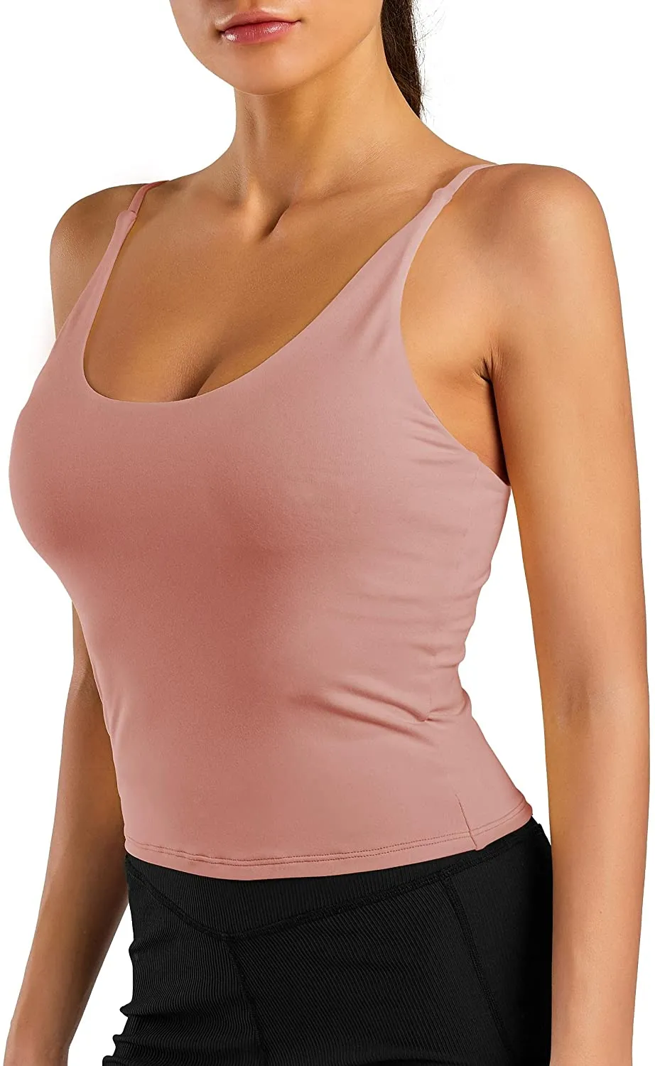 Mafulus Women's Scoop Neck Padded Sports Bra Casual Fitness Workout Running Shirts Yoga Tank Top