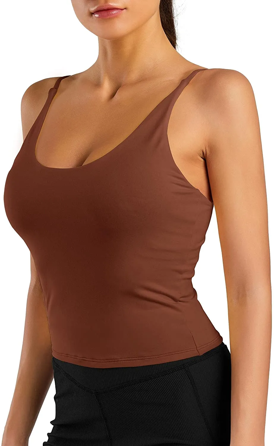 Mafulus Women's Scoop Neck Padded Sports Bra Casual Fitness Workout Running Shirts Yoga Tank Top