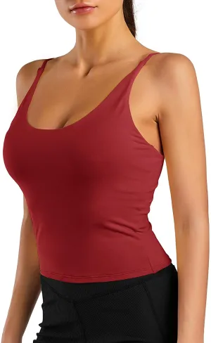 Mafulus Women's Scoop Neck Padded Sports Bra Casual Fitness Workout Running Shirts Yoga Tank Top