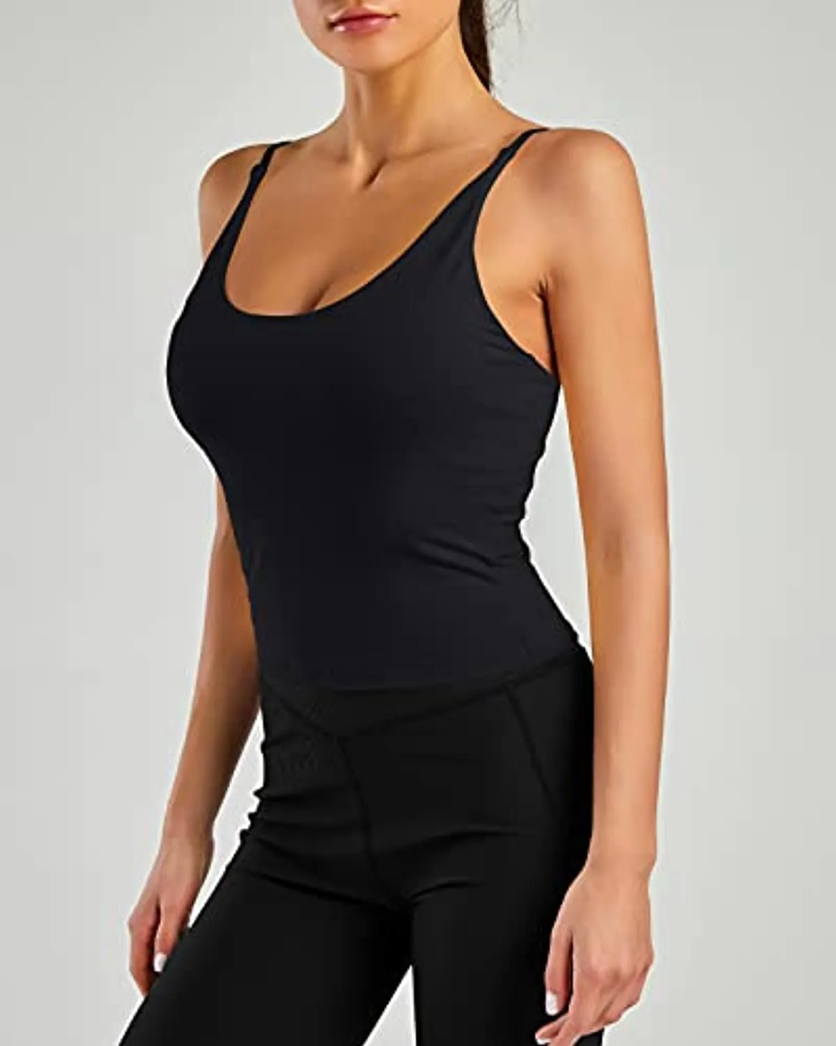 Mafulus Women's Scoop Neck Padded Sports Bra Casual Fitness Workout Running Shirts Yoga Tank Top