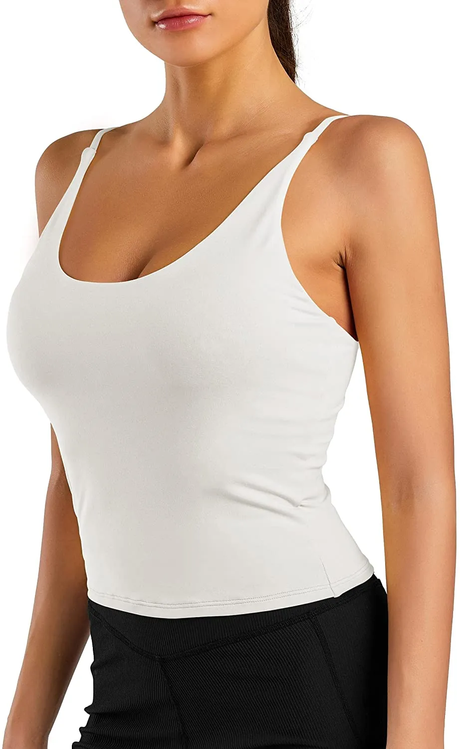 Mafulus Women's Scoop Neck Padded Sports Bra Casual Fitness Workout Running Shirts Yoga Tank Top
