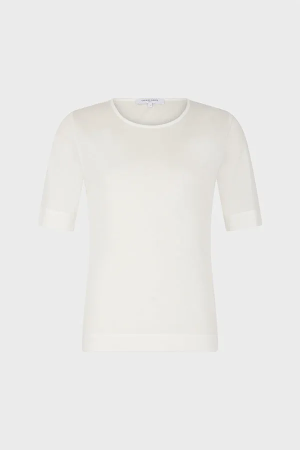 MAGGIE WHITE FINE-RIBBED T-SHIRT