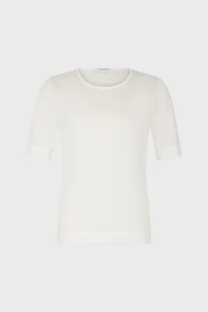 MAGGIE WHITE FINE-RIBBED T-SHIRT