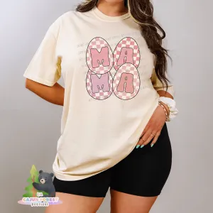 Mama Checkered Eggs Graphic T-Shirt