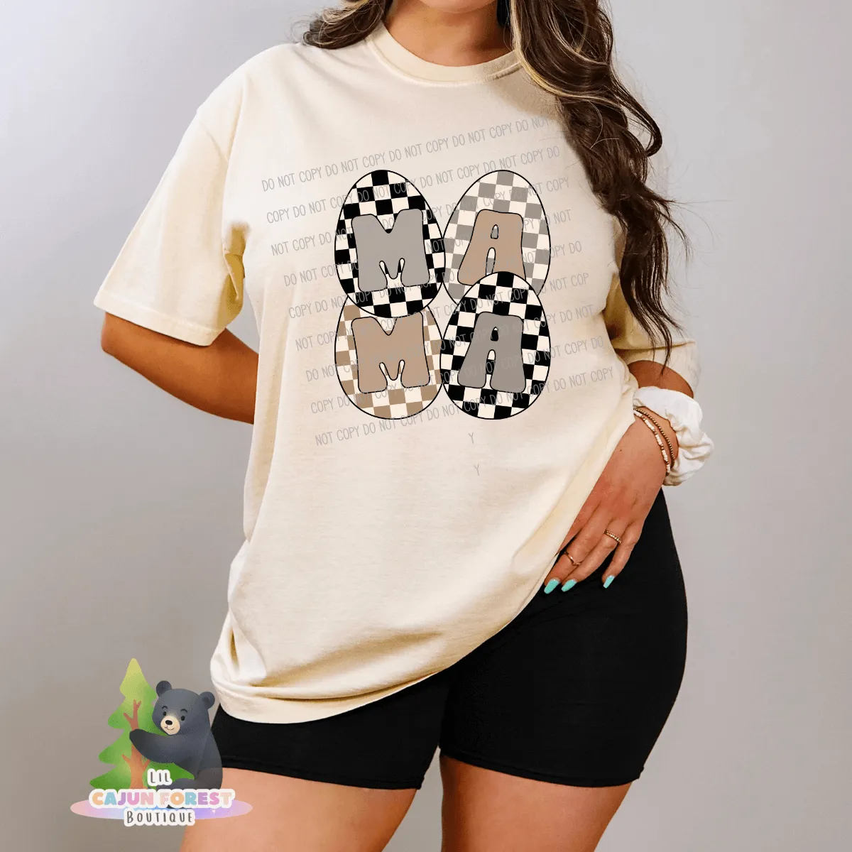 Mama Checkered Eggs Graphic T-Shirt