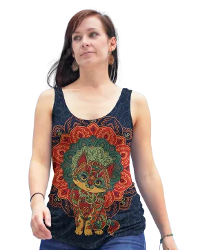 Mandala Cat Flowy Racerback Tank Top