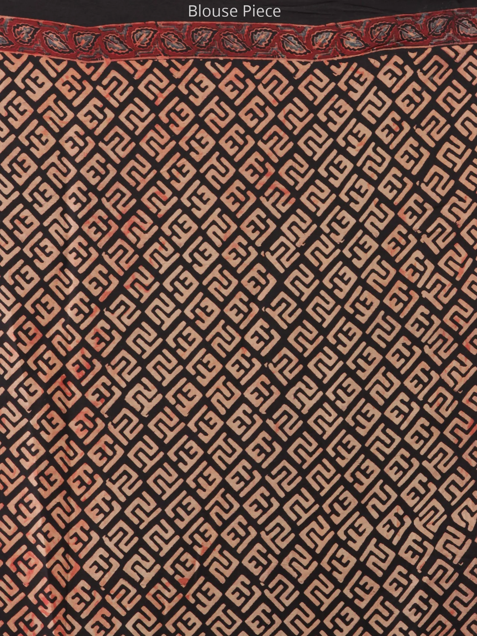 Maroon Black Indigo Ajrakh Hand Block Printed Modal Silk Saree - S031704235