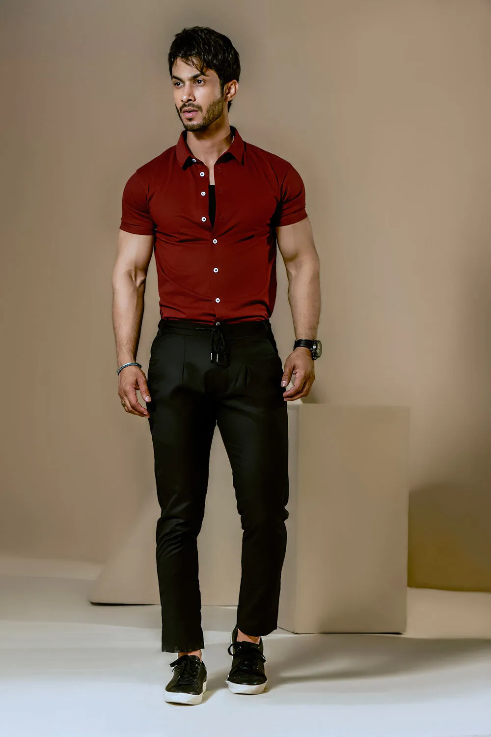 Maroon Half Sleeves Jersey Shirt