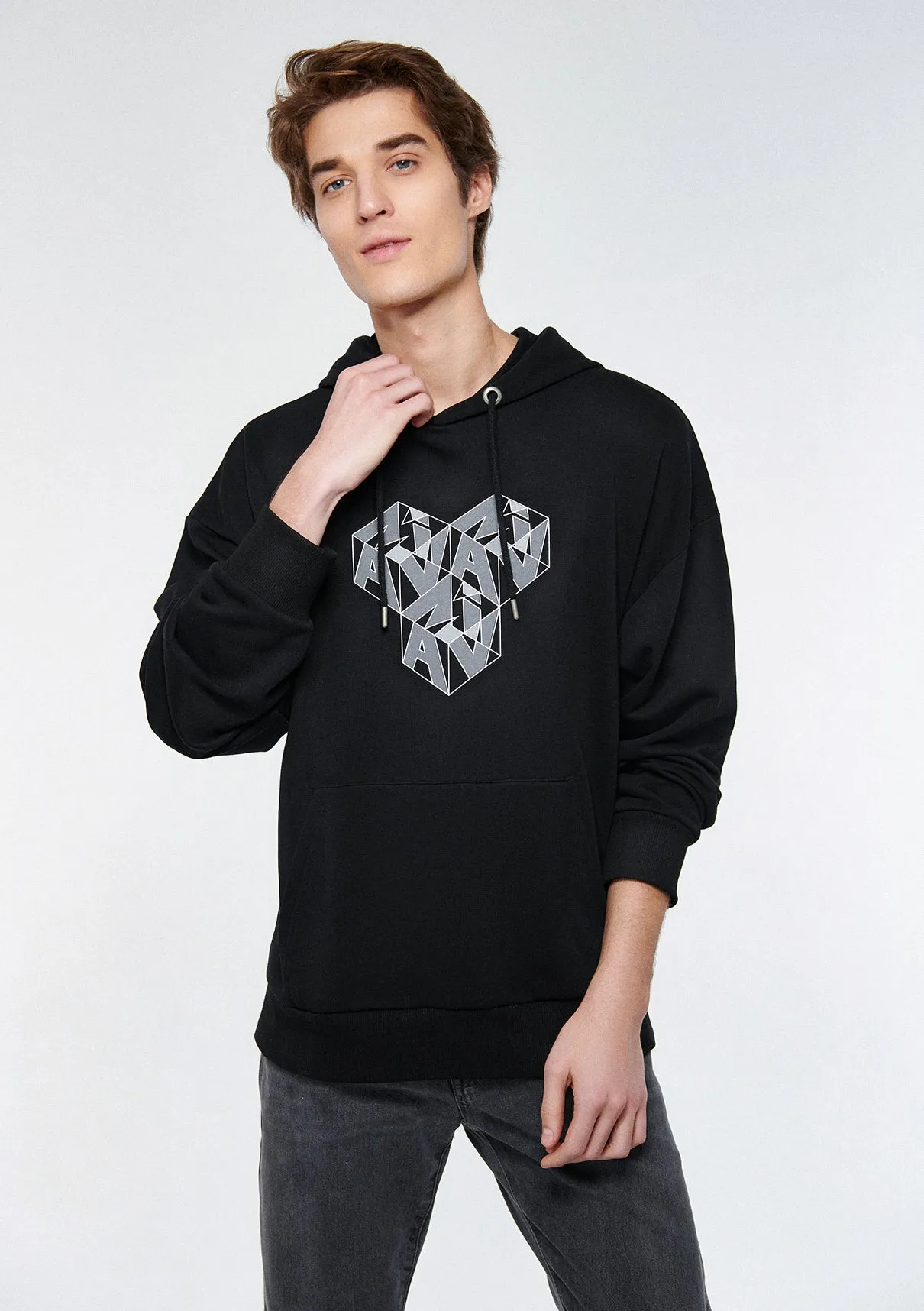 Mavi Logo Printed Black Sweatshirt