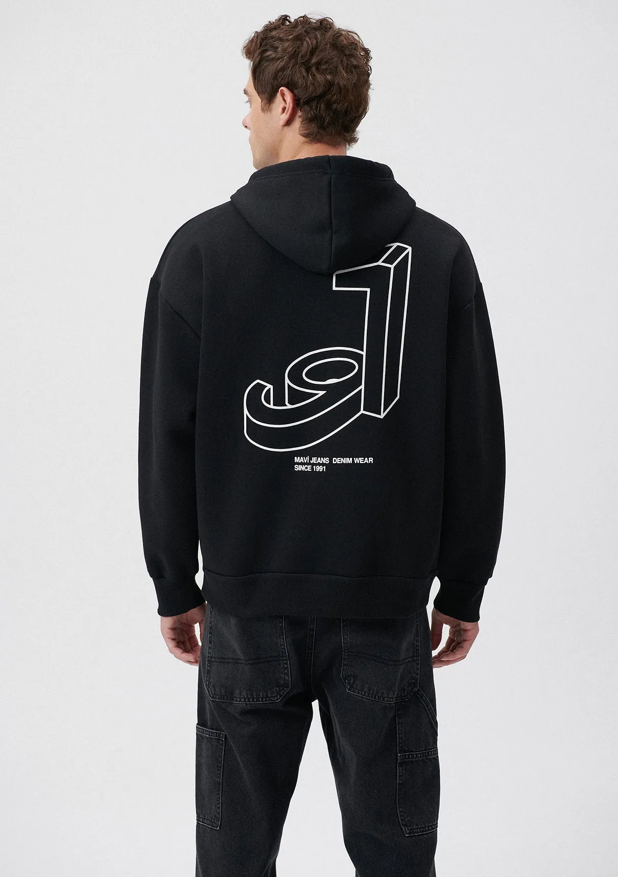 Mavi Logo Printed Hooded Black Sweatshirt