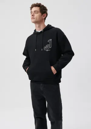 Mavi Logo Printed Hooded Black Sweatshirt