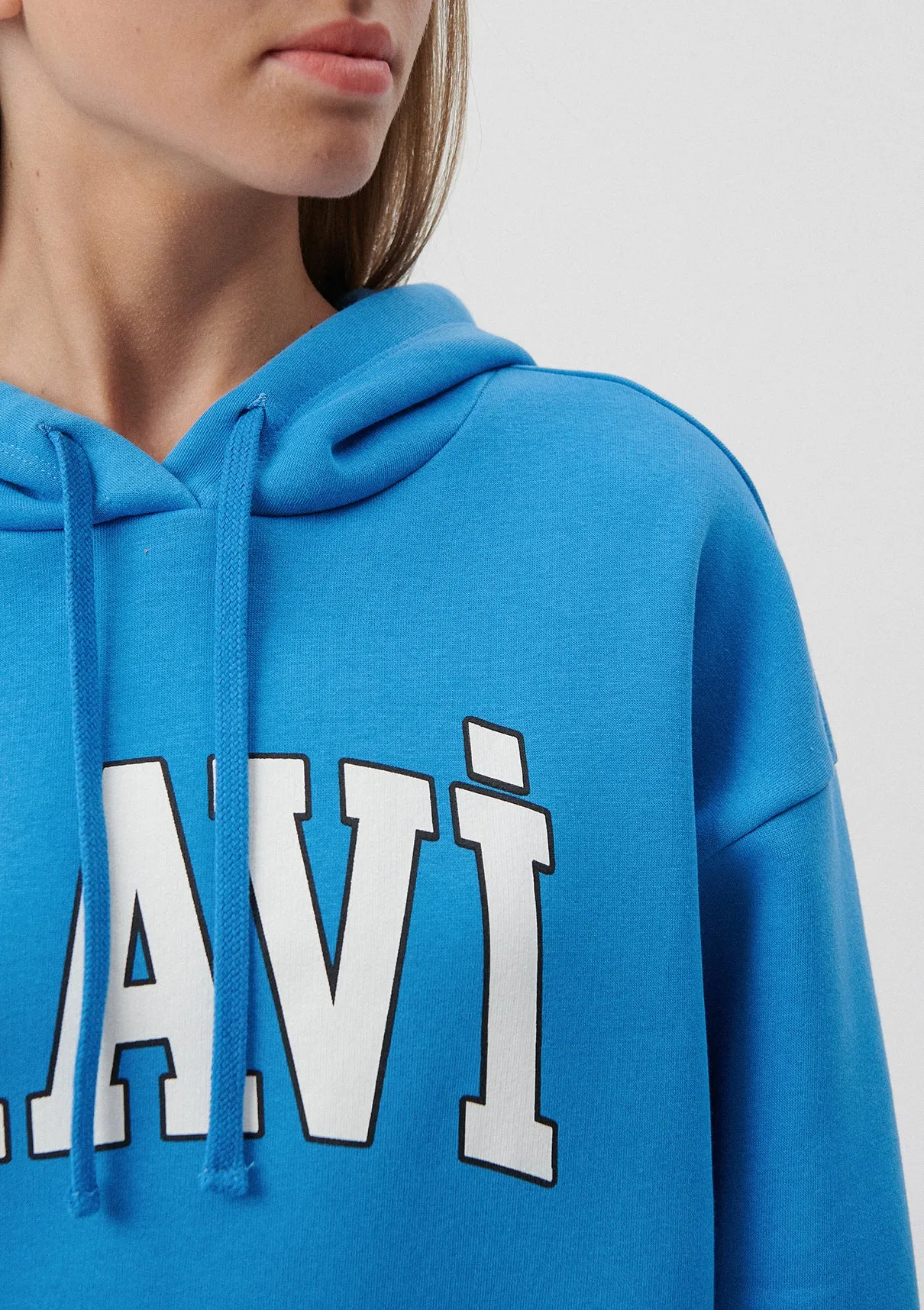 Mavi Logo Printed Hooded Blue Sweatshirt