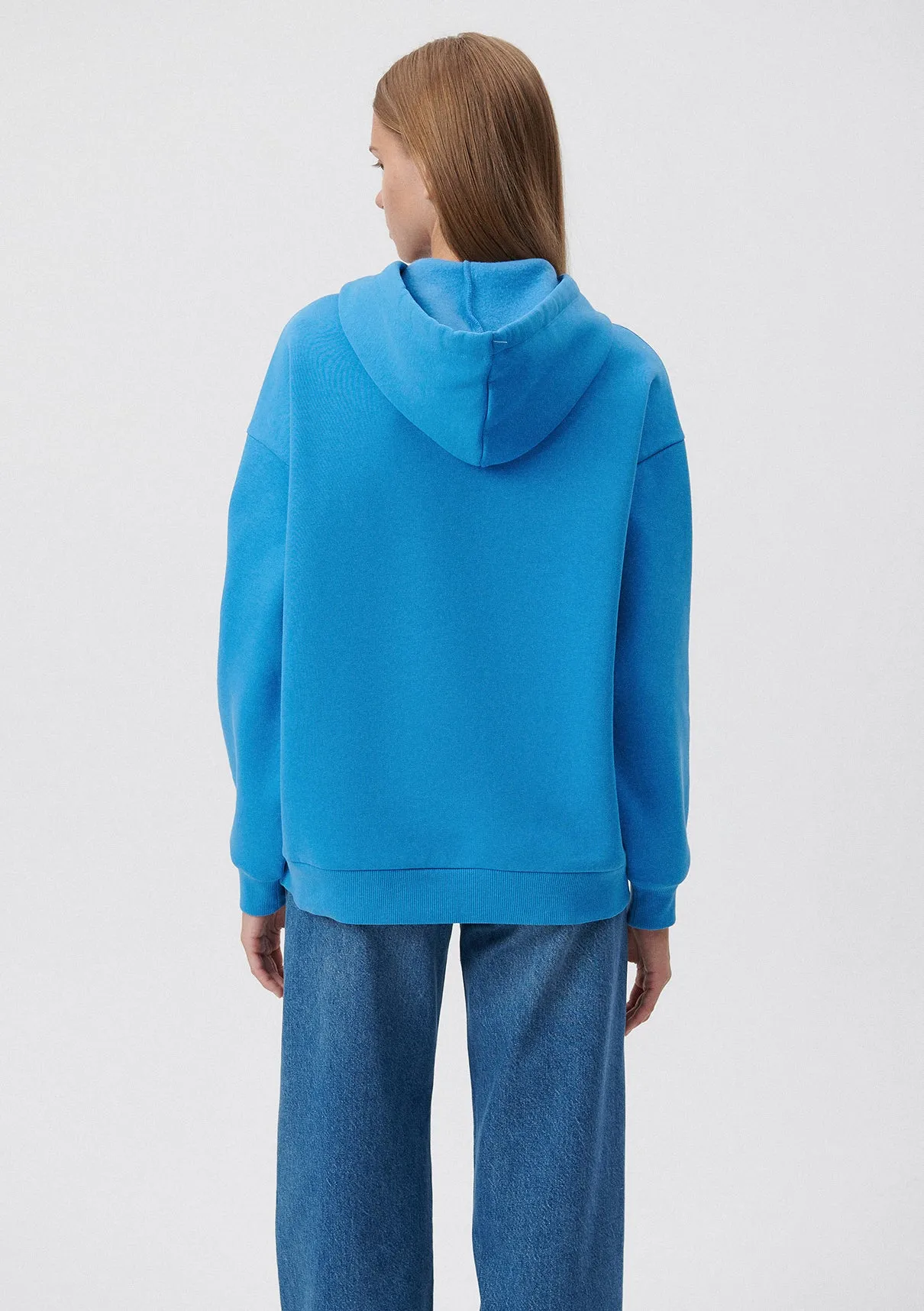 Mavi Logo Printed Hooded Blue Sweatshirt