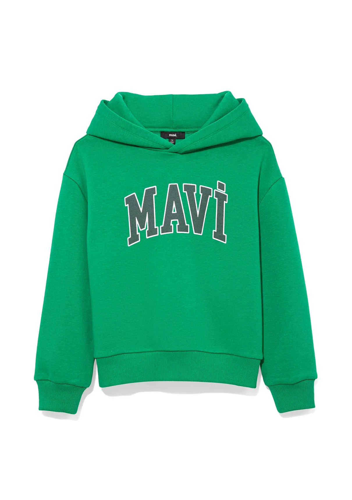 Mavi Logo Printed Hooded Green Sweatshirt